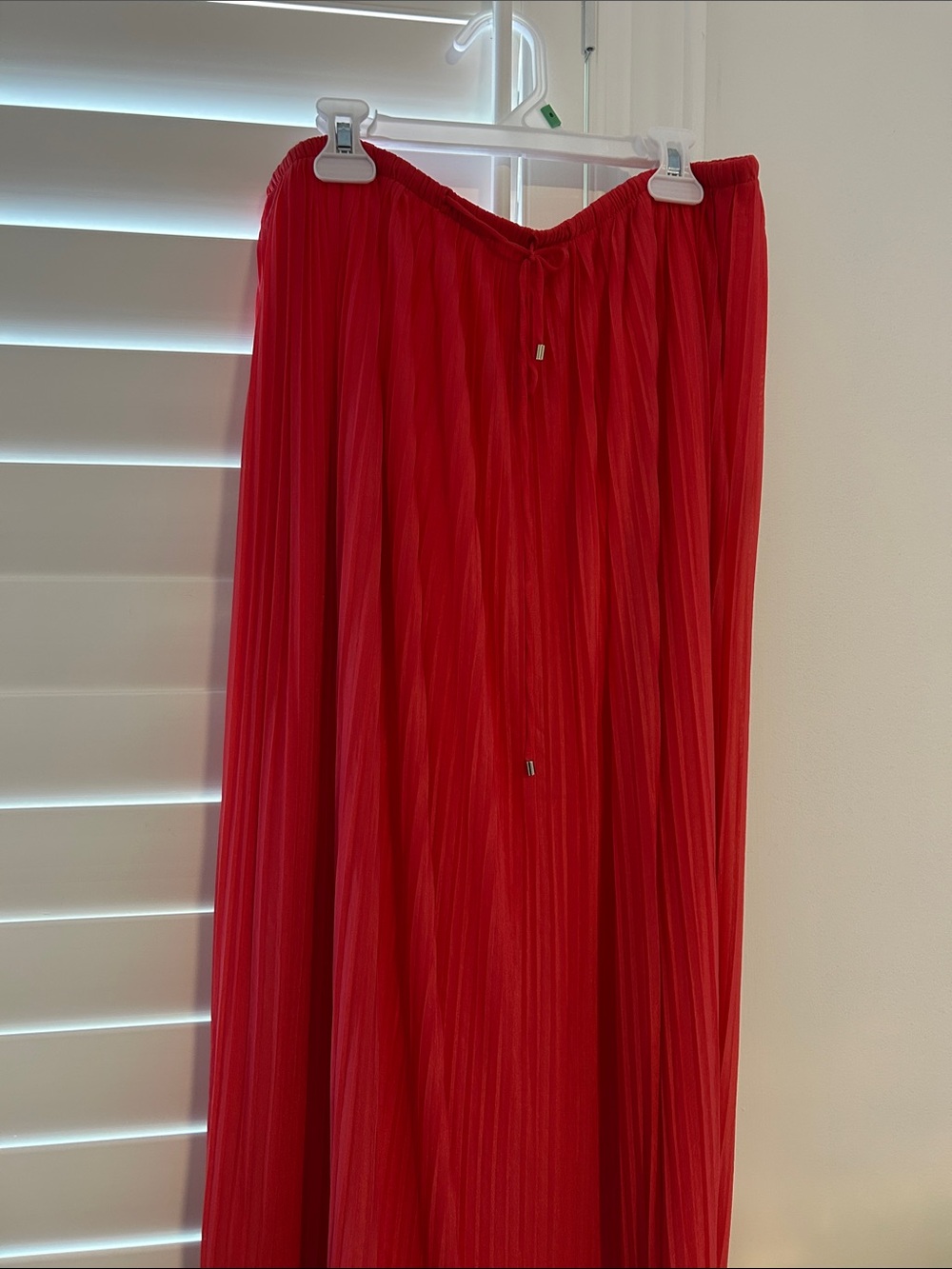 Massimo Dutti Red Pleated Maxi Skirt